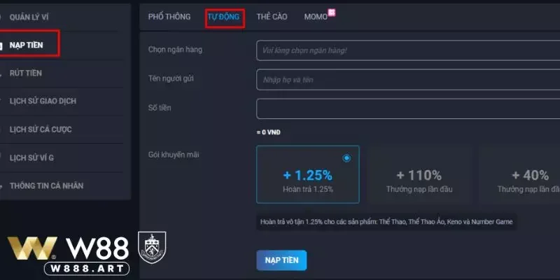 Nhập số tiền và thông tin liên quan 